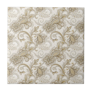Azulejo Diseño de patrón de flores de paisley de lujo eleg