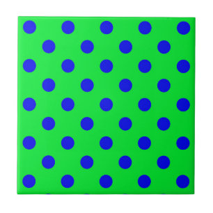 Azulejo Diseño de patrón de lunares azules sobre verde