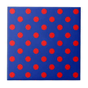 Azulejo Diseño de patrón de lunares rojos sobre azul