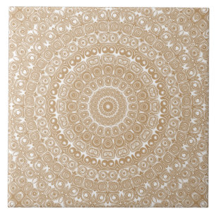 Azulejo Diseño de Patrón de Mandala en Marrón Camello