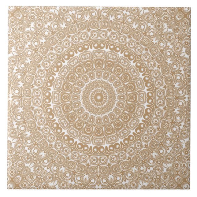 Azulejo Diseño de Patrón de Mandala en Marrón Camello (Frente)