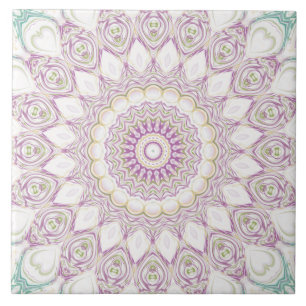 Azulejo Diseño de patrón de mandala en pastel verde y lava