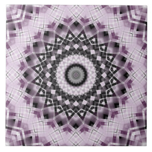 Azulejo Diseño de patrón de mandala geométrico violeta y n