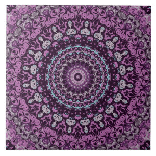 Azulejo Diseño de Patrón de Mandala Morado y Lavanda