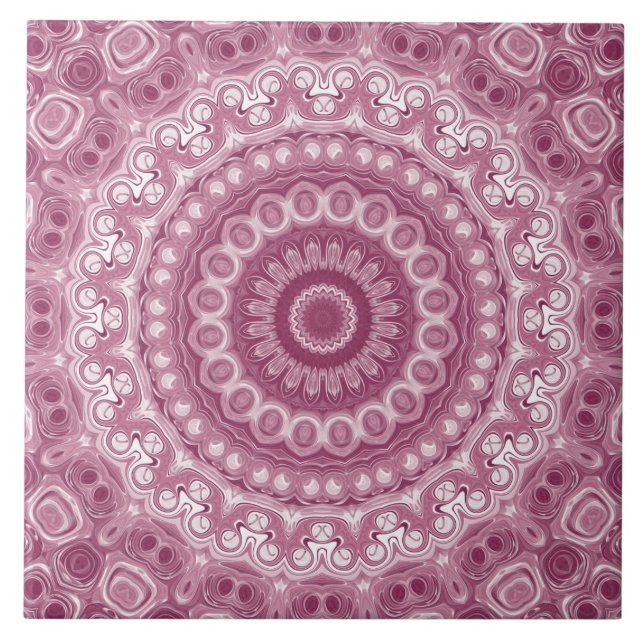 Azulejo Diseño de Patrón de Mandala Rosa Polvorienta (Frente)
