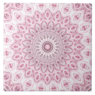 Azulejo Diseño de patrón de mandala rosa y blanco