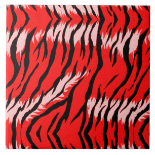 Azulejo Diseño de patrón de piel de animal de tigre rojo