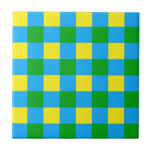 Azulejo Diseño de patrón de placa de cheque amarillo verde