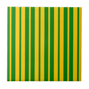 Azulejo Diseño de Patrón de Rayas Elegantes Verde Amarillo