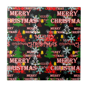 Azulejo Diseño de patrón de texto decorativo Feliz Navidad