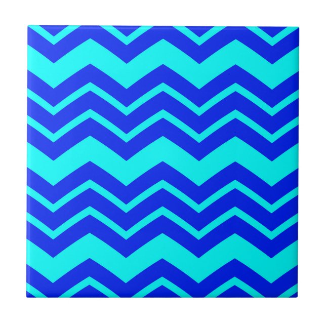 Azulejo Diseño de patrón de zag azul Zig Chevron (Frente)