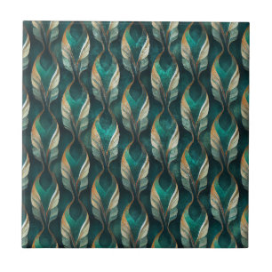 Azulejo Diseño de patrón geométrico Art Déco en verde y do