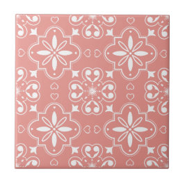 Azulejo Diseño de patrón mediterráneo moderno Coral Rosa