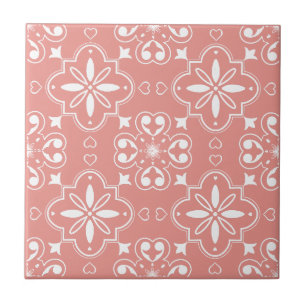 Azulejo Diseño de patrón mediterráneo moderno Coral Rosa