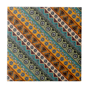 Azulejo Diseño de patrones aztecas étnicos coloridos