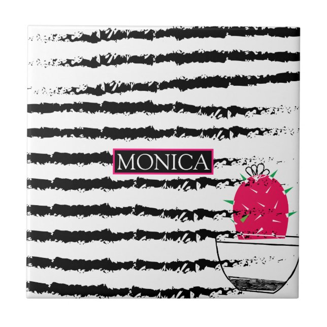 Azulejo Diseño de patrones de Cactus rosado (Frente)