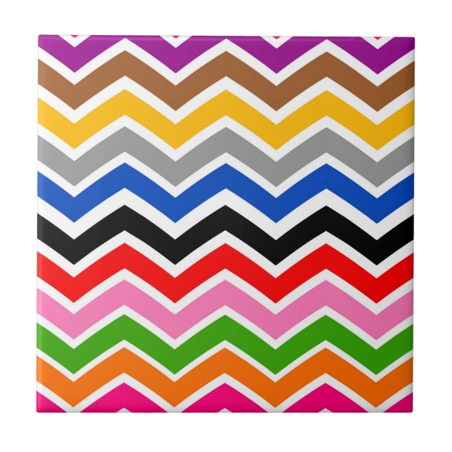 Azulejo Diseño de patrones de chequeo de zigzag multicolor (Frente)