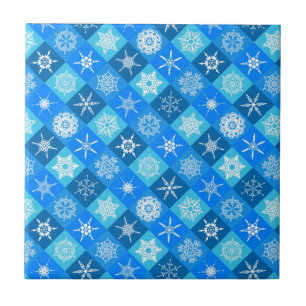 Azulejo Diseño de patrones de copos de nieve azul