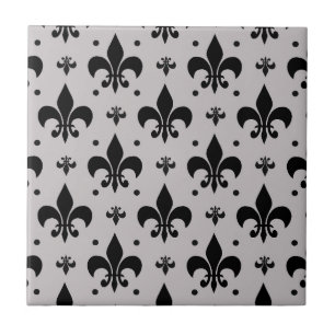 Azulejo Diseño de patrones de flor de fondo gris de lis