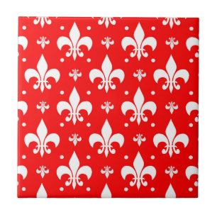 Azulejo Diseño de patrones de flor rojo de lis