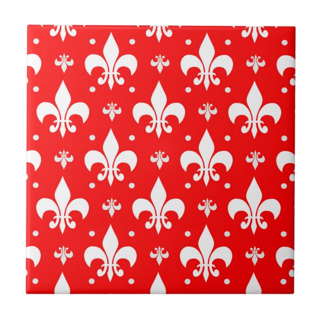 Azulejo Diseño de patrones de flor rojo de lis (Frente)
