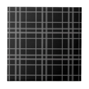 Azulejo Diseño De Patrones De Placas Gris Sobre Tartán Neg