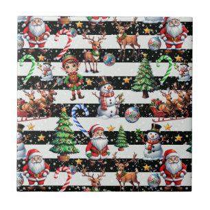 Azulejo Diseño de patrones de rayas de Navidades decorativ