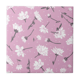 Azulejo Diseño de patrones florales rosados - Arte elegant