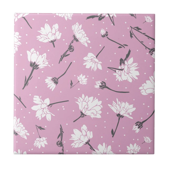 Azulejo Diseño de patrones florales rosados - Arte elegant (Frente)