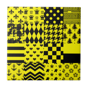 Azulejo Diseño de patrones mixtos amarillos negros