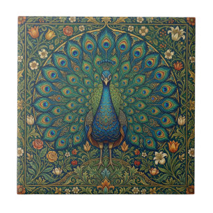 Azulejo Diseño de pavo real bohemio vintage elegante