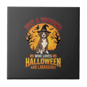 Azulejo Diseño de perro abuela de Halloween Labrador_1