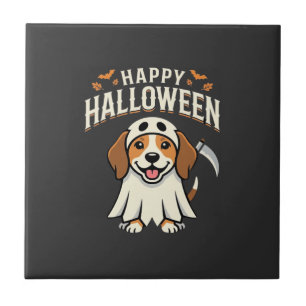 Azulejo Diseño de perro Beagle Feliz Halloween_1