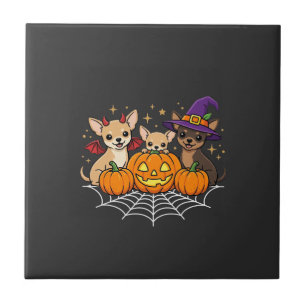 Azulejo Diseño de perro bruja calabaza Halloween Chihuahua