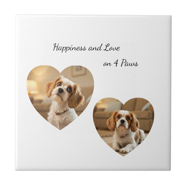 Azulejo Diseño de perro en forma de corazón – “Felicidad e (Frente)