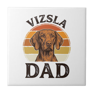 Azulejo Diseño de perro grabado vintage de Vizsla Papá_1