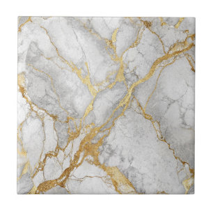 Azulejo Diseño de piedra de mármol blanco con veta de oro 