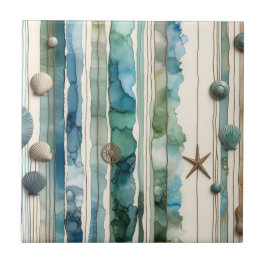 Azulejo Diseño de playa, arte con tinta de alcohol