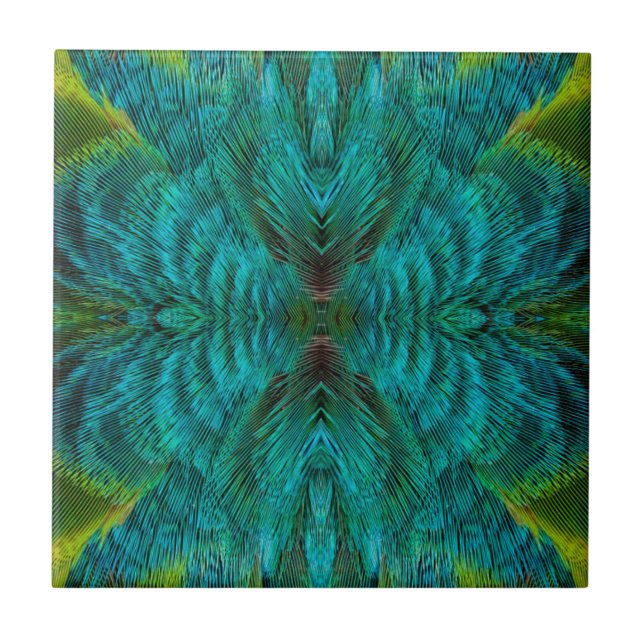 Azulejo Diseño de pluma caleidoscopio (Frente)