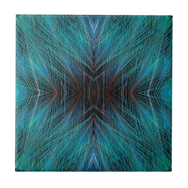 Azulejo Diseño de Pluma Fractal Ave del Paraíso (Frente)
