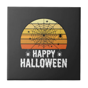 Azulejo Diseño de puesta de sol de telaraña de Halloween f