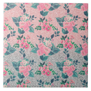 Azulejo Diseño de Purpurina color floral y rosa color ocr