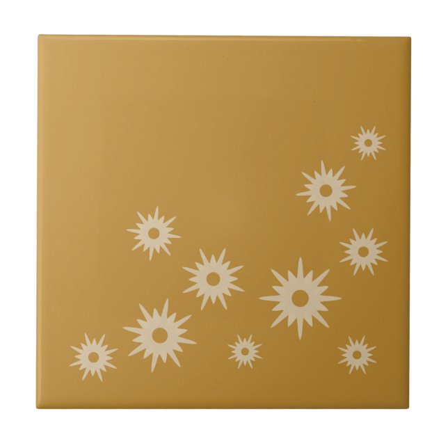 Azulejo Diseño de ráfaga de estrellas doradas ocre moderno (Frente)