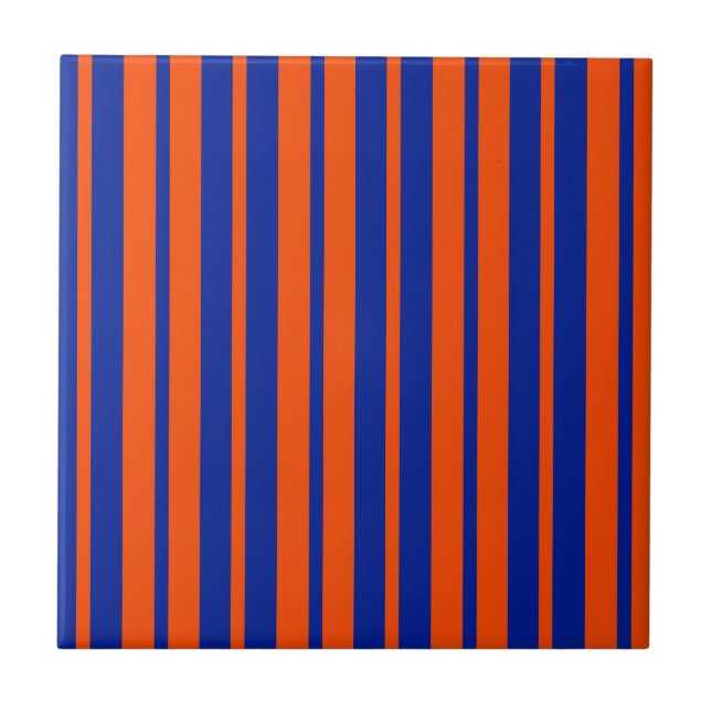 Azulejo Diseño de rayas de estilo azul naranja (Frente)