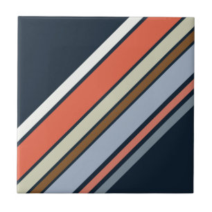 Azulejo Diseño de rayas de estilo retro diagonal