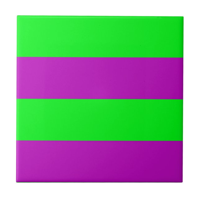 Azulejo Diseño de rayas moradas y verdes (Frente)