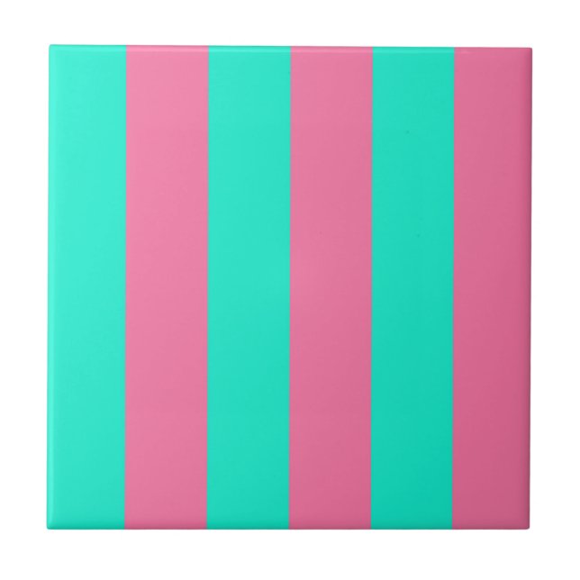 Azulejo Diseño de rayas verdes de tinta rosa (Frente)