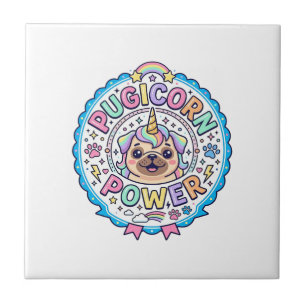 Azulejo Diseño de regalo divertido y lindo poder Pugicorn 