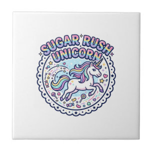 Azulejo Diseño de regalo divertido y lindo unicornio Rush