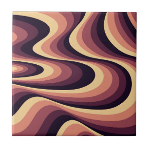 Azulejo Diseño de remolinos abstractos púrpura, rosa y bei